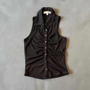 Kontrol Contemporary Woman's Medium Black Ruched Sleeveless Blouse